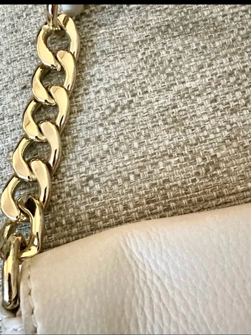 Michael Kors Cream Soft Pebbled Leather Shoulder Bag Gold Chain Turn Lock Ivory - Picture 12 of 12
